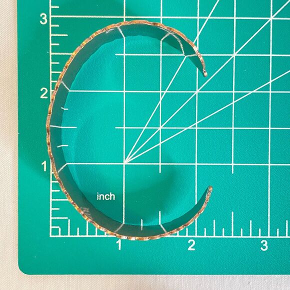 Copper Cuff Bracelet Engraved Leaf Pattern - Picture 7 of 8